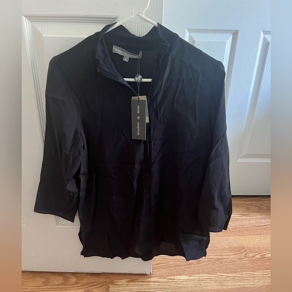 Lola and Sophie zip Neck 3/4 SLV Top apparel top - Picture 1 of 5